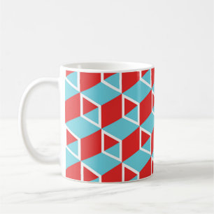 Caneca De Café Cubos Isométricos: Fundo Vintage Colorido.