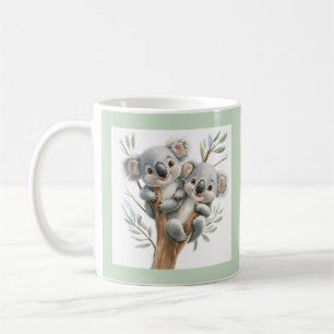 Caneca De Café Cuddling Koala Bears Em Árvore, BFF, Personalizado