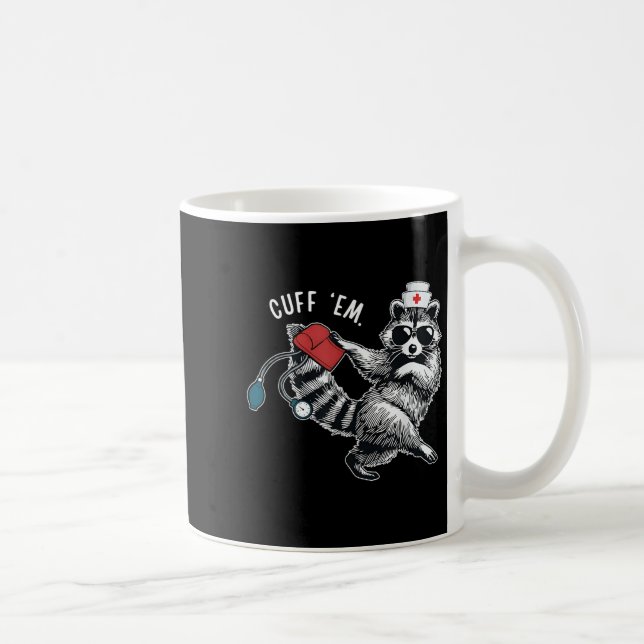 Caneca De Café Cuff Em Nurse Tee, Enfermeira Raccoon Appr (Direita)