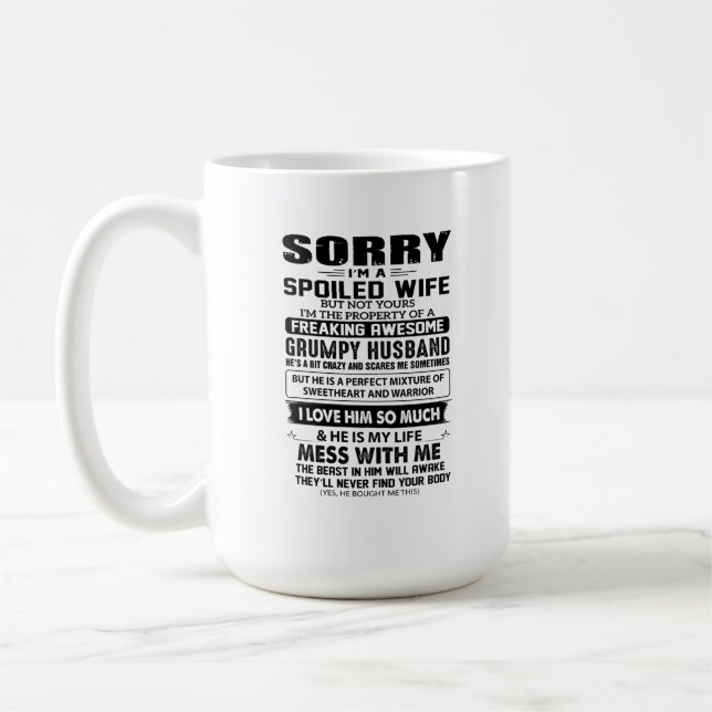 Caneca De Café Cuidado com a Besta no Meu Marido - Humoroso (Esquerda)