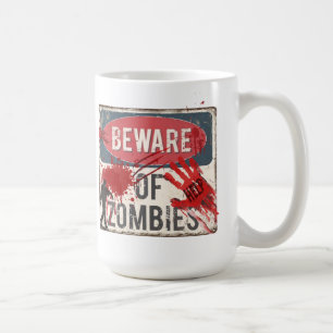 Caneca De Café Cuidado com a cerâmica de zombies 15oz