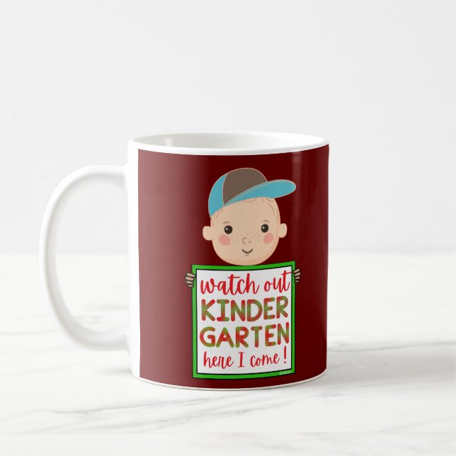 Caneca De Café CUIDADO COM KINDERGARTEN AQUI EU VENHO engraçado (Esquerda)