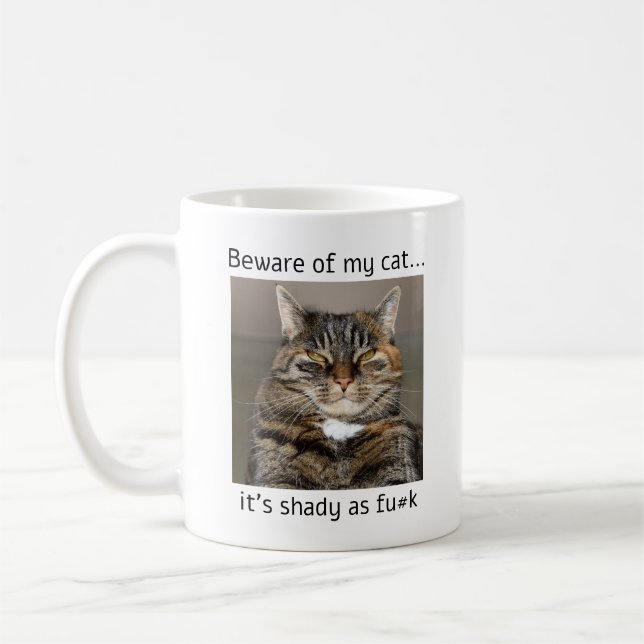 Caneca De Café Cuidado com o meu gato Engraçado Rude (Esquerda)