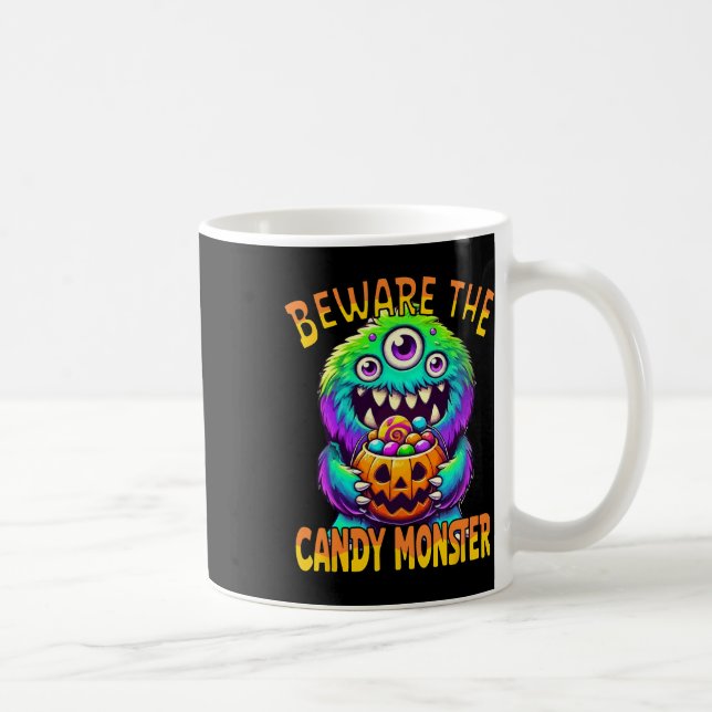 Caneca De Café Cuidado Com O Monstro Do Cavalo Bonito De Hallowee (Direita)