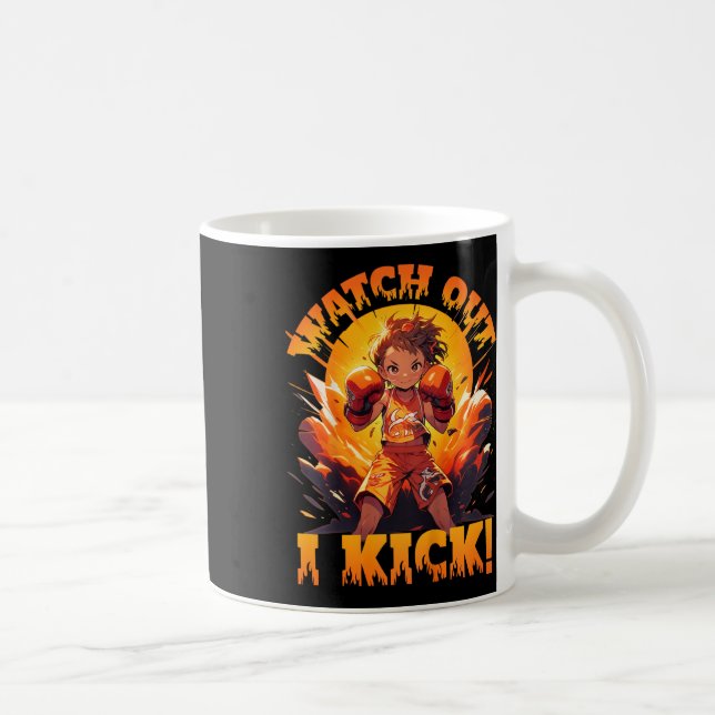 Caneca De Café Cuidado - Eu Chuto! Boxe Tailandês Muay Thai Kickb (Direita)