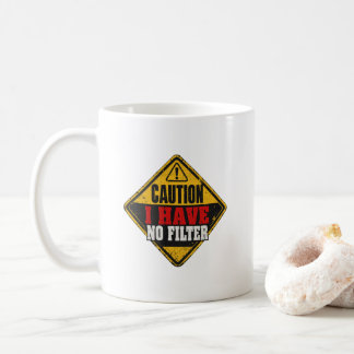 Caneca De Café Cuidado eu não tenho filtro Humor sarcástico engra