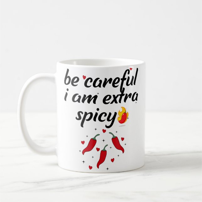 Caneca De Café Cuidado EU SOU Pimenta Extra Picante Piadas Engraç (Esquerda)