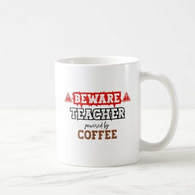 Caneca De Café Cuidado: Professora Acionada Pelo Café | Professor (Direita)