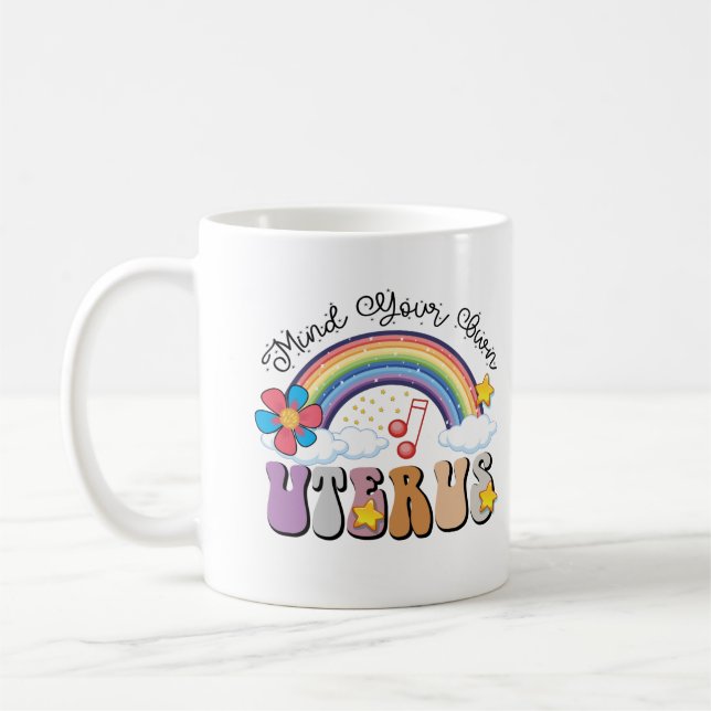 Caneca De Café Cuide do seu útero Feminista Pro Choice Rainbow (Esquerda)