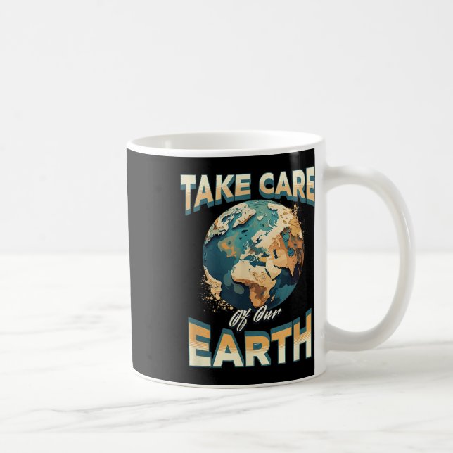 Caneca De Café Cuidem Da Nossa Proteção Ambiental Da Terra (Direita)