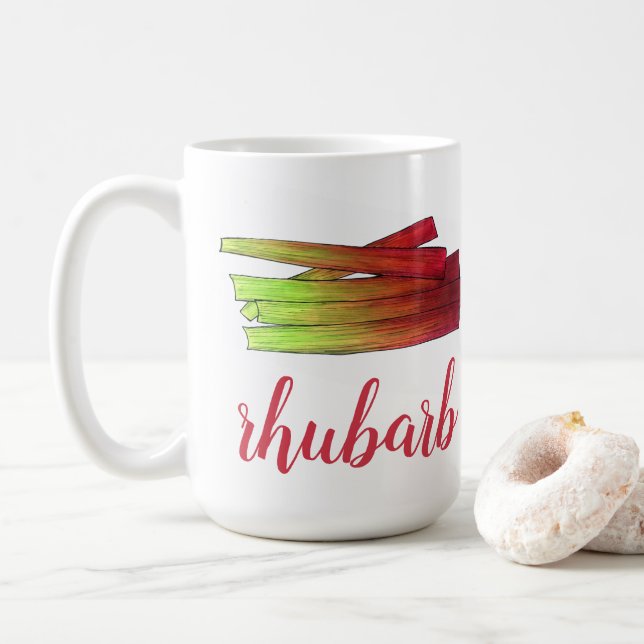 Caneca De Café Culinária Rhubarb Stalks Vegetais Comida Jardim Ve (Com Donut)