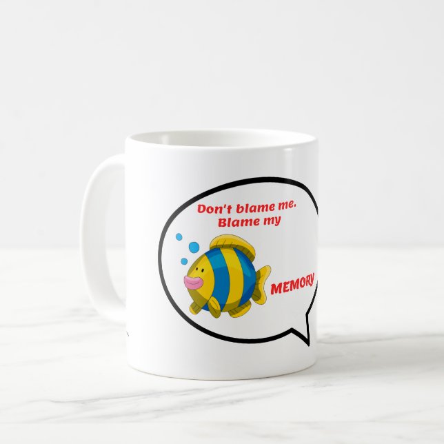 Caneca De Café Culpa Minha Memória, Bolha De Peixe Engraçada (Frente Esquerda)