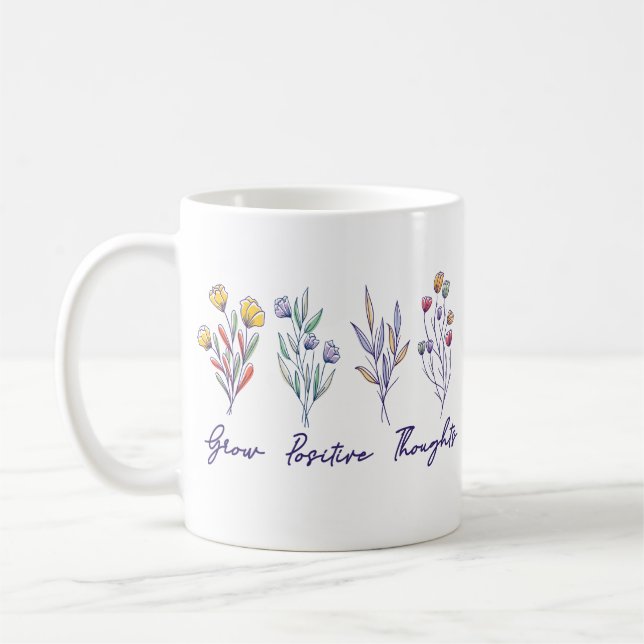 Caneca De Café Cultivar Pensamentos Positivos Plantas Florais De  (Esquerda)