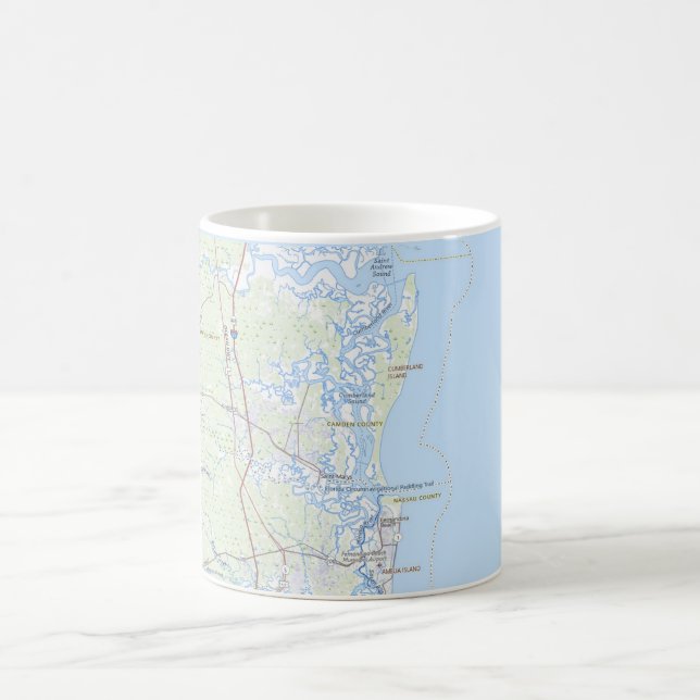 Caneca De Café Cumberland Island Coast Map Mug (Centro)