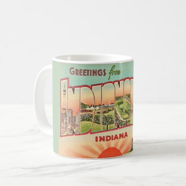 Caneca De Café Cumprimento Retro de Indianapolis (Frente Esquerda)