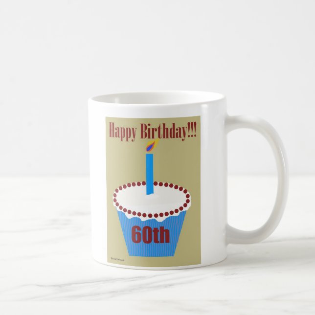 Caneca De Café Cupcake 60th do aniversário (Direita)