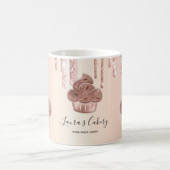 Caneca De Café Cupcake Bakery Pastelaria Chef Glitter Drives Rosa (Centro)