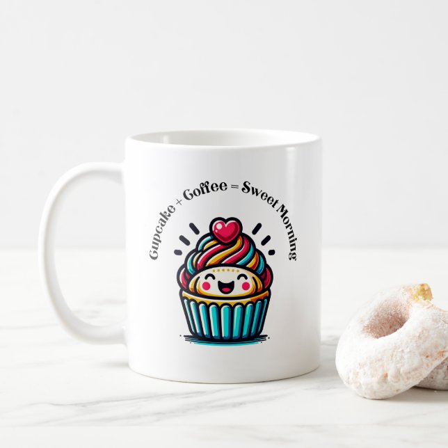 Caneca De Café Cupcake + Café = Doce Manhã (Com Donut)