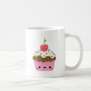Caneca De Café Cupcake de Kawaii com a cereja na parte superior