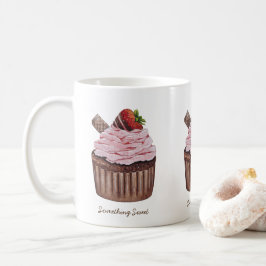 Caneca De Café Cupcake De Morango Cento Em Aquarela 