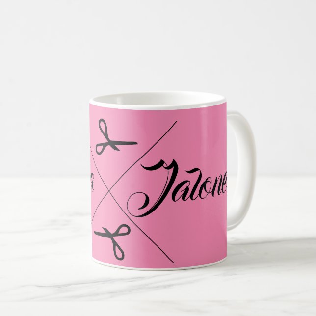 Caneca De Café Cupcake de Stylist de Cabelo Moderno, Rosa (Frente Esquerda)