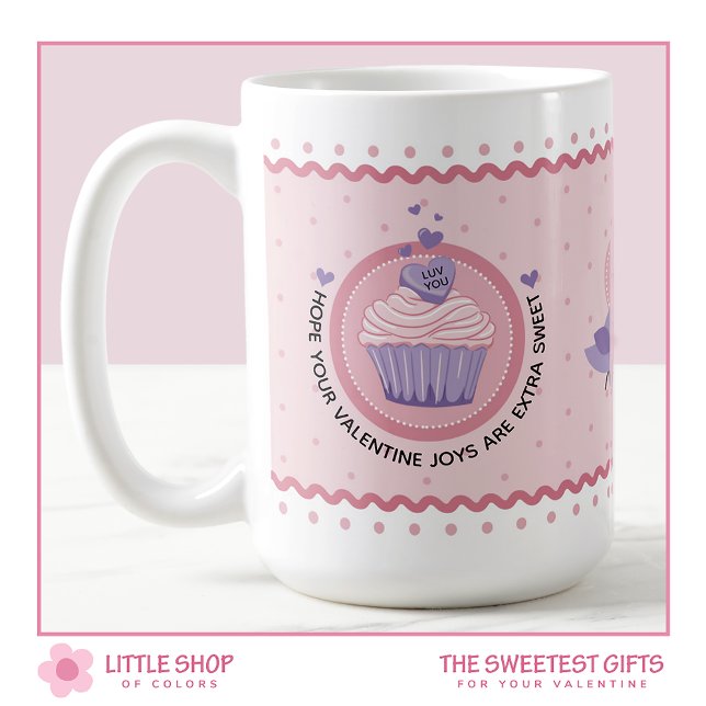 Caneca De Café Cupcake rosa Dia de os namorados personalizável (Criador carregado)