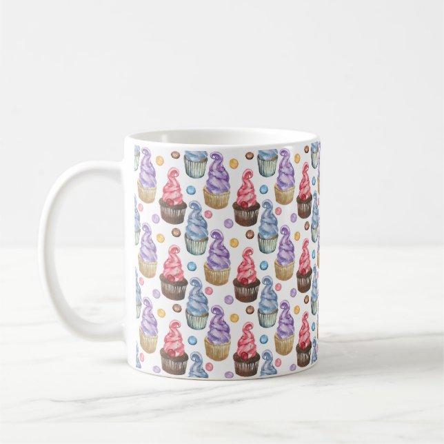 Caneca De Café Cupcakes de aquarela coloridos (Esquerda)