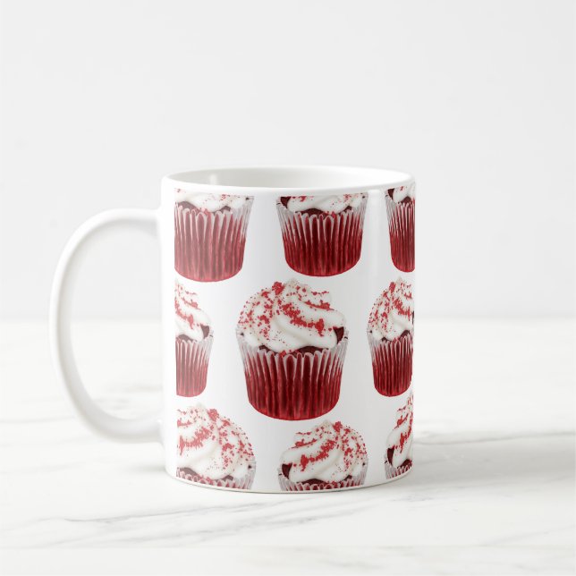 Caneca De Café Cupcakes de veludo vermelho - Mug de café branco (Esquerda)