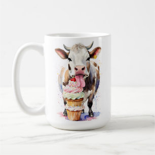 Caneca De Café Cupcakes Engraçados De Licenciamento De Vaca Para 