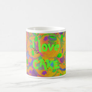 Caneca De Café Cupcakes laranja "eu amo bolo"