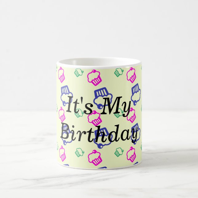 Caneca De Café Cupcakes Rosa Verde e Azul (Centro)