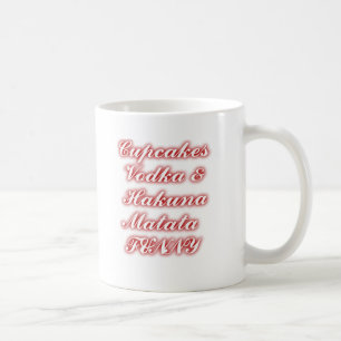 Caneca De Café Cupcakes Vermelhos Vodka  Hakuna Matata DIVERTIDO.