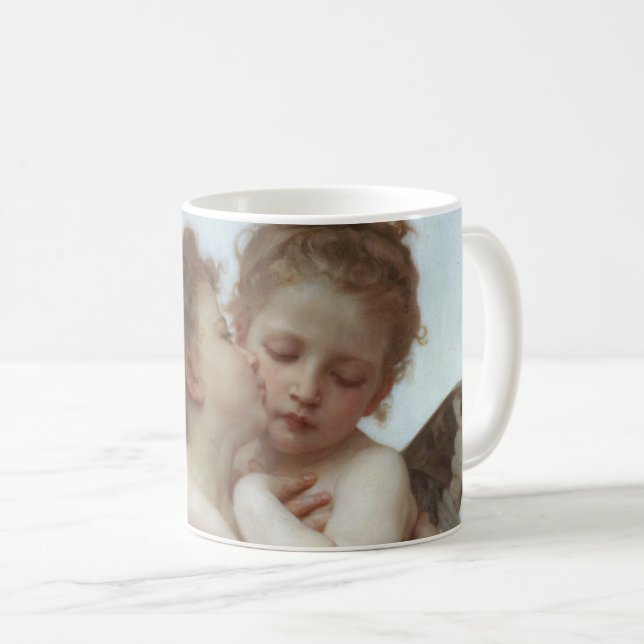 Caneca De Café Cupid and Psyche as children - William Bouguereau (Frente Esquerda)