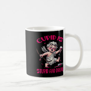 Caneca De Café Cupido É Estúpido E Bêbado Diversão Anti-dia Dos N