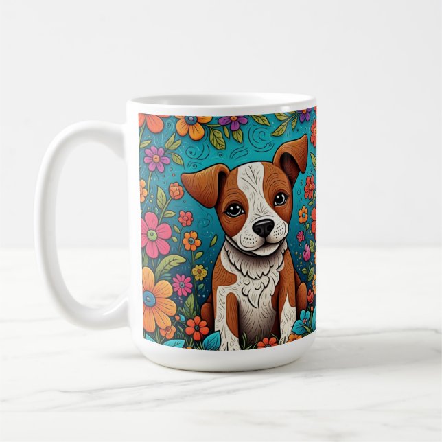 Caneca De Café Cuppy com Flores de Arte Folclórica (Esquerda)
