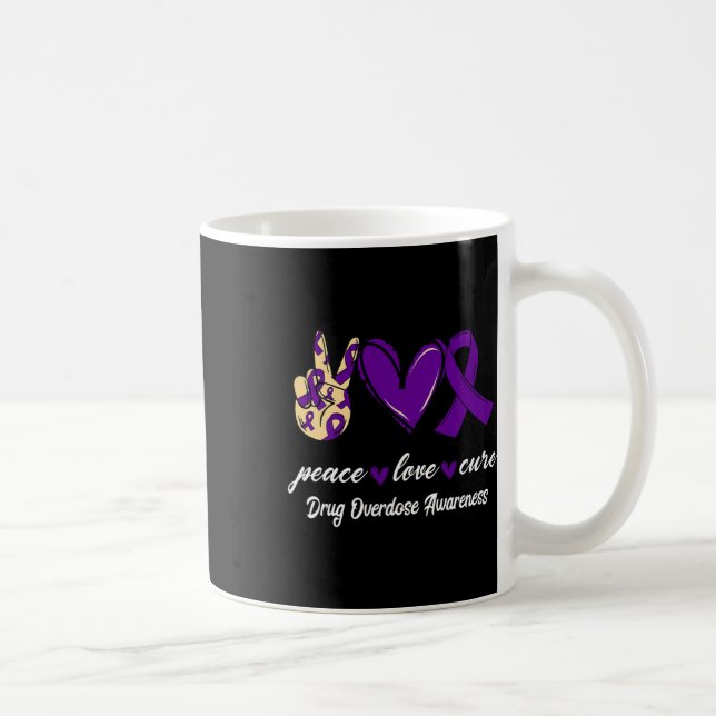 Caneca De Café Cura do Amor Sobredosagem de Droga Fita Roxa Consc (Direita)