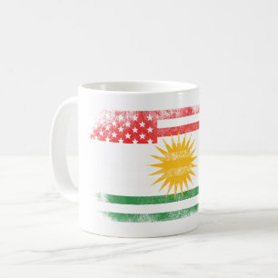 Caneca De Café Curdistão curdo da bandeira   americana e design