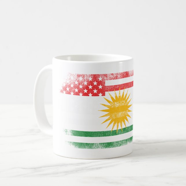 Caneca De Café Curdistão curdo da bandeira   americana e design (Frente Esquerda)