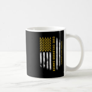 Caneca De Café Cure Câncer Infantil Fita Dourada Bandeira EUA Apo