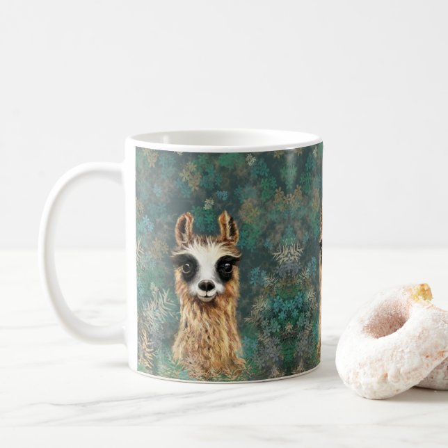 Caneca De Café Curioso Bebê Llama Funny Mug Gift (Com Donut)