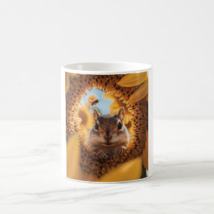 Caneca De Café Curioso Chipk Purgando Através Do Girassol Comido