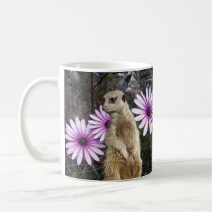 Caneca De Café Curioso Sangue: Meerkat Entre As Visitas Roxas