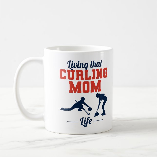 Caneca De Café Curling Mãe Winter Ice Sport Curler Dia de as mães (Esquerda)