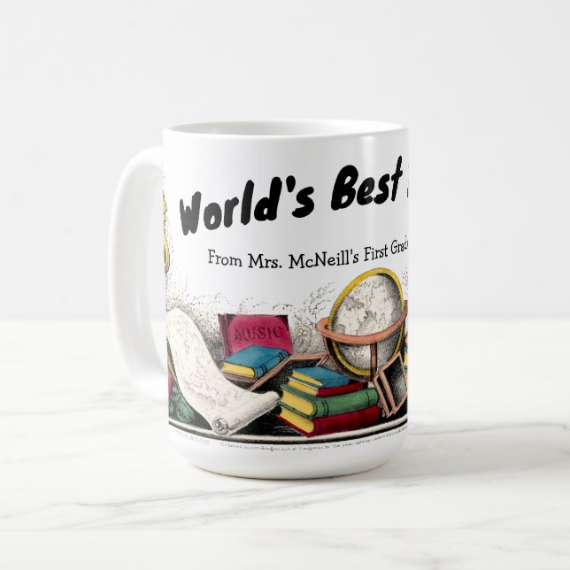 Caneca De Café Currier & Ives Old School Teacher Modelo (Frente Esquerda)