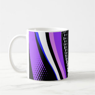 Caneca De Café Curva abstrato púrpura branca e preta