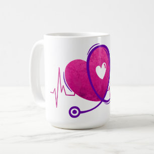 Caneca De Café Curva Cardíaca com Estetoscópio Médico 2