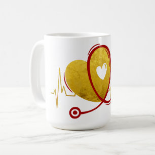 Caneca De Café Curva do Coração Com Estetoscópio Médico 1
