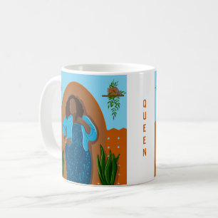Caneca De Café Curva, Mulher Negra, Plantas Domésticas, Laranja 