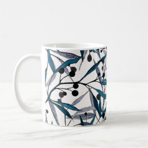 Caneca De Café Curvas Naturais Desenhadas Mão Floral