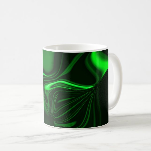 Caneca De Café Curvas ou ondulações metálicas verdes, escuras pro (Frente Esquerda)